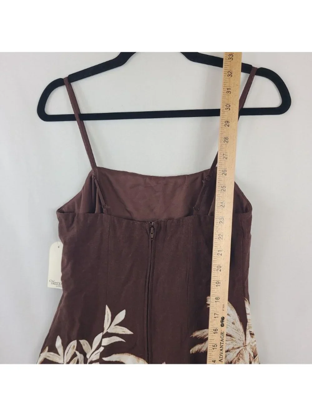 NEW Trixxi Los Angeles Brown Tropical Print Linen Blend Mini Dress Size M